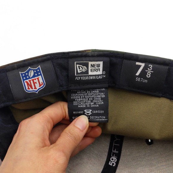 San Francisco 49ers Camo Fitted Hat NFL Reflective Cap New Era 5950 Green 7 3/8 - Picture 9 of 9